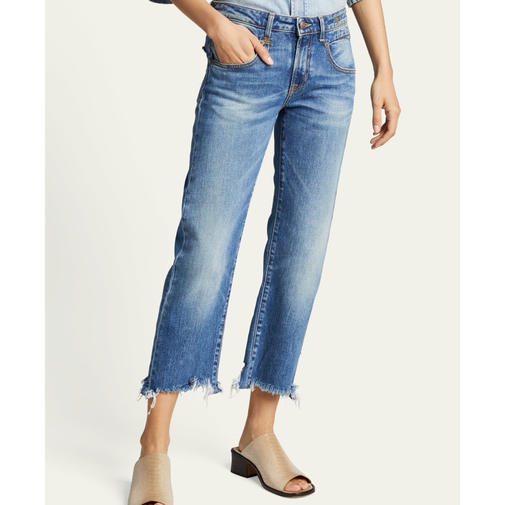 R13 Boy Straight Cropped Jeans w/ Ripped Hem in Jasper size 25